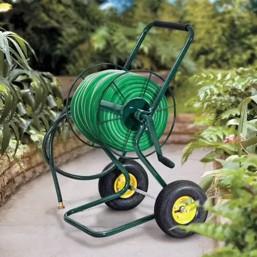 two wheel hose reel cart heavy duty rolling  hose caddie for gardening 350 Ft hose capacity