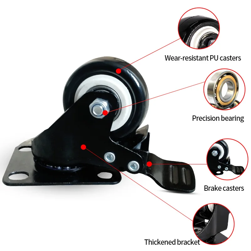 OEM ODM 7 wheels foldable trolley  with brake supermarket cart trolley