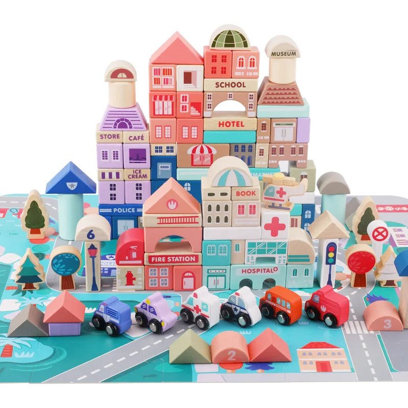 2024 Popular Building Block Toy Wood Children Early Education Cognitive Building Blocks Micro Mini Building Blocks