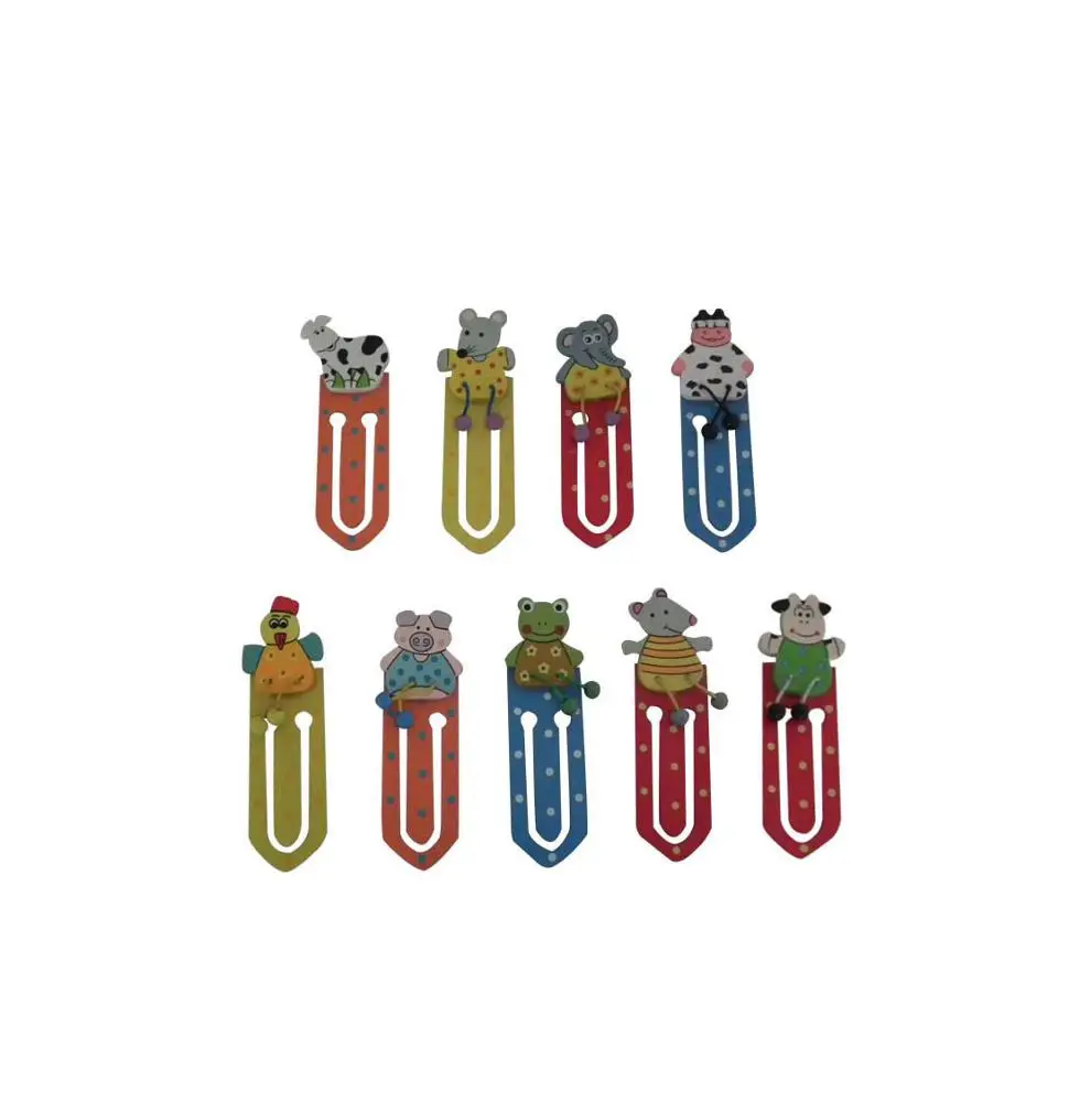 Wooden animal model bookmarker / mini wooden crafts stationery promotion gifts/ colorful bookmarking for kids