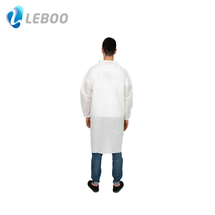 Лабораторное пальто, одноразовое Медицинское использование для больницы, полипропиленовый материал белого цвета
