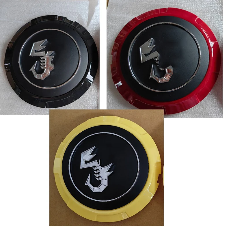 133mm Yellow Abarth Car On Wheel Center Hub Cap Dustproof Covers 04726184AA 53106013 86919 In Scorpion Logo Hubcap