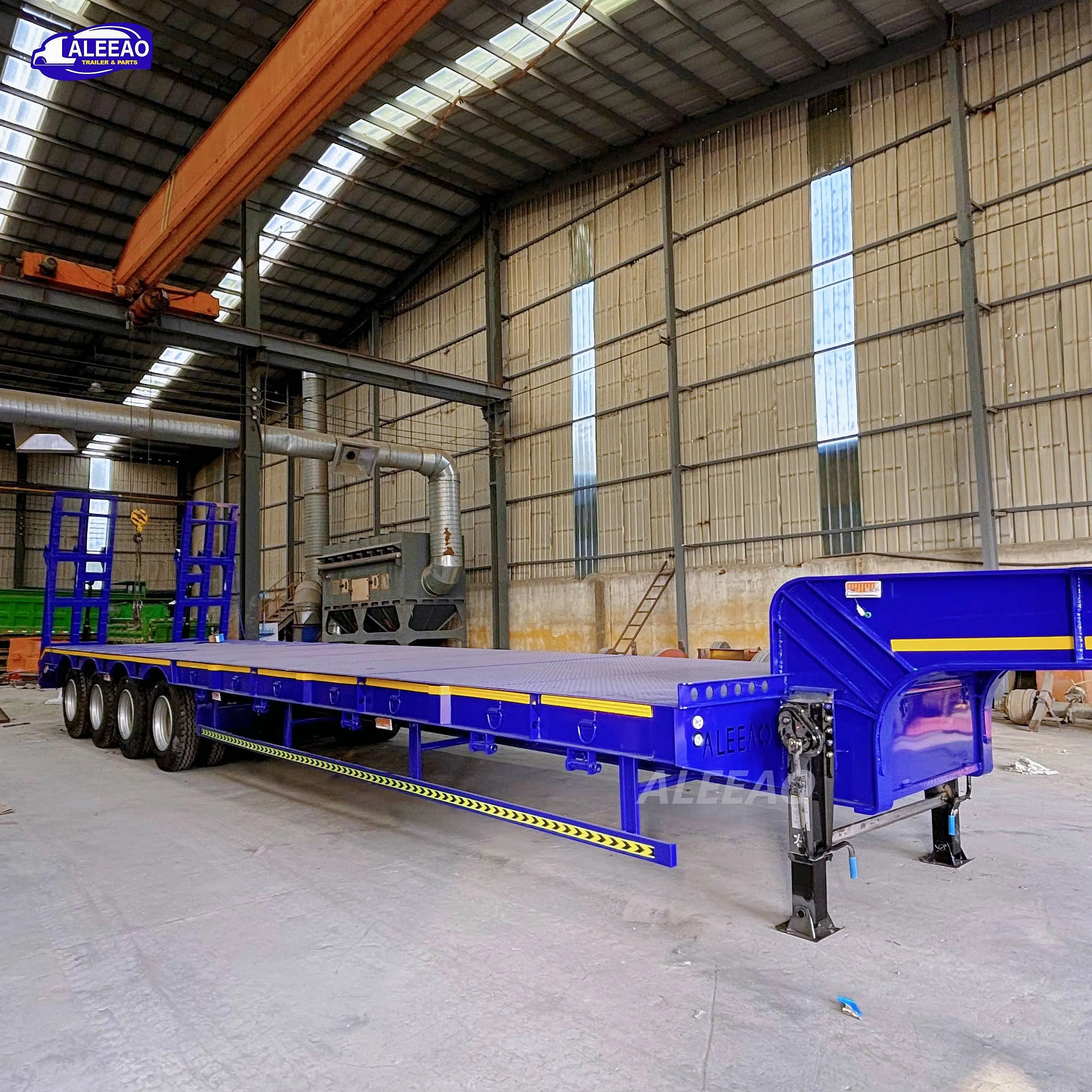 ALEEAO 60ton 100ton Low Price Factory Heavy Duty 3 Axles Lowboy Trailer 60 80 100 Tons Lowbed Low Bed Truck Semi Trailer