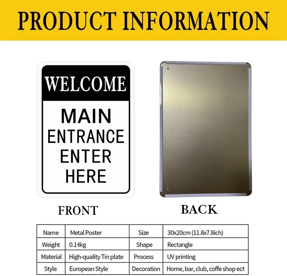 Securun 2024 Main Entrance Enter Here Sign With Water And Weather Proof Aluminum Material For School And Hospital