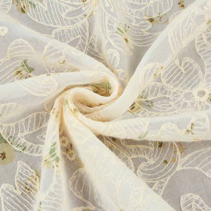 Wholesale High Quality Nature Fiber Cotton Embroidery Fabric Lace For Curtains