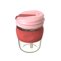 Microwave Safe BPA Free Glass Coffee Travel Mug with Spill-proof Lid