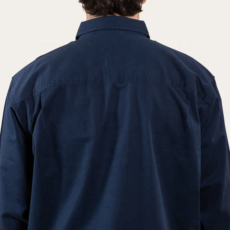 Solid color workwear long sleeve custom logo heavy duty 100% cotton farmer work shirt mens country shirt.jpg