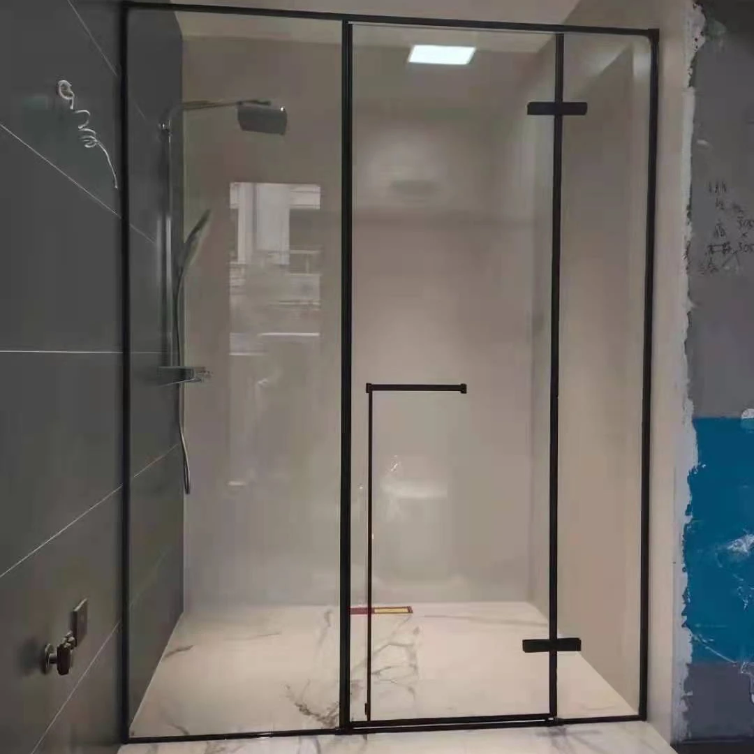 Shower Room design 10mm Tempered Glass Black Hinge  Frameless Shower Door