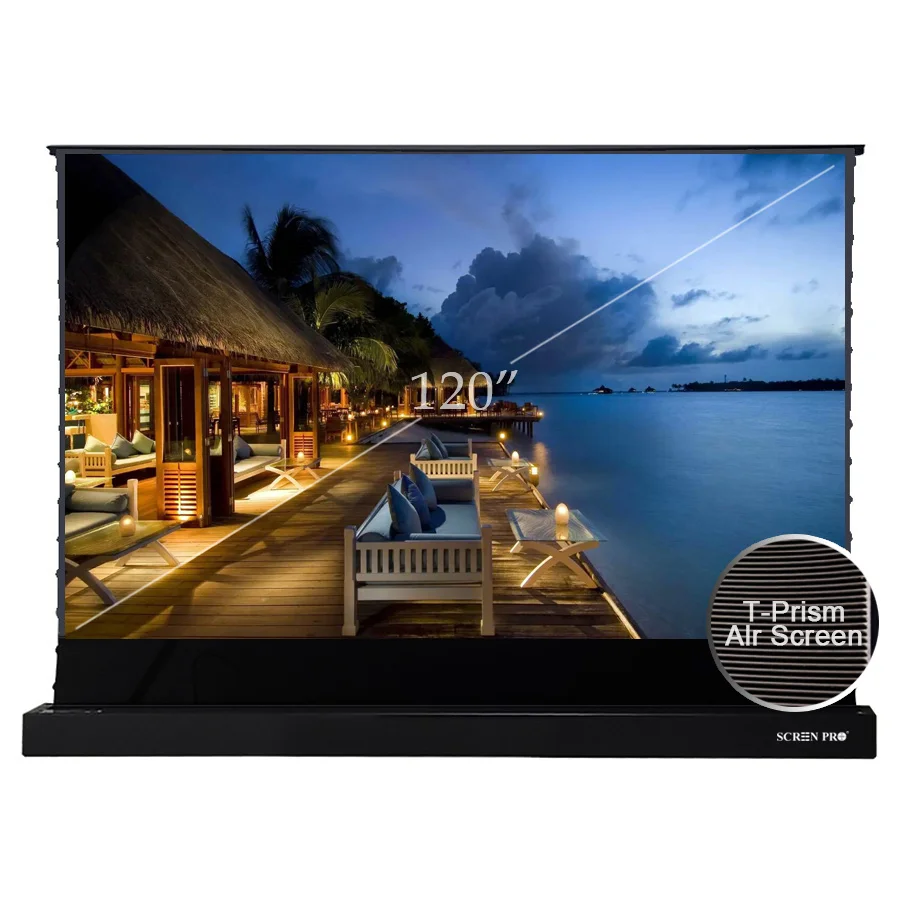 SCREEN PRO 120 inch Electric Tension Floor Screen for UST ALR Laser Projector motorized Ultra short throw movie screen