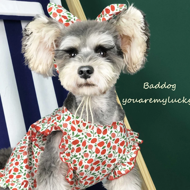 Хлопковая повязка для волос с желтой собакой и бантом одежда домашних животных летнее платье милая собака модная