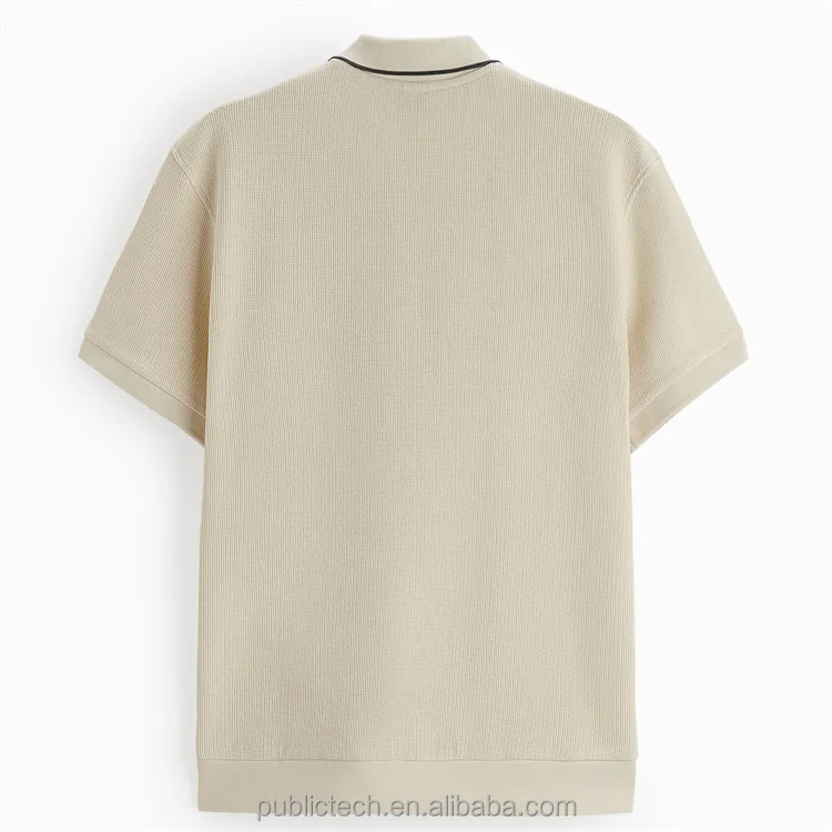 OEM Custom High Quality 100% Cotton Collared Summer Casual Oversize Textured Polo T-Shirt For Men