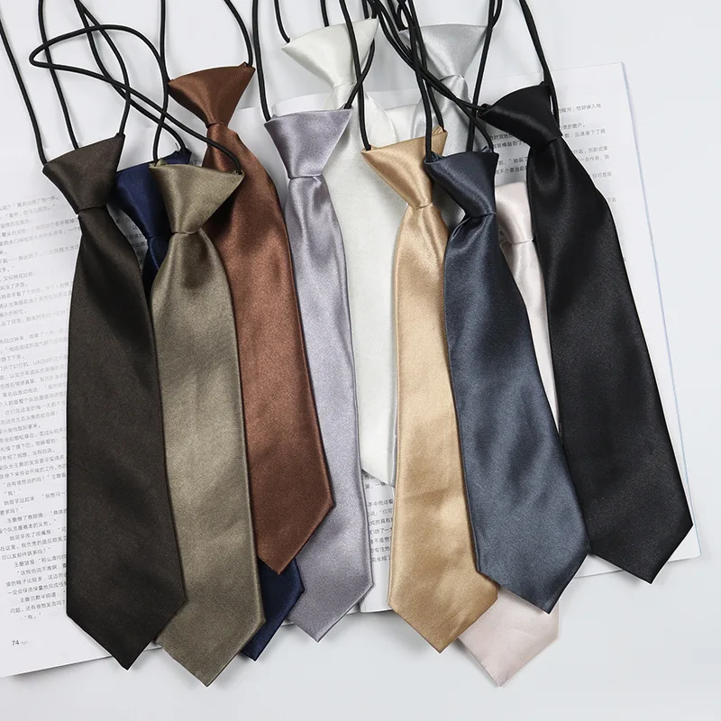 Cheap solid color lazy kids uniform tie necktie kids school little boys necktie 27cm fashion necktie for children
