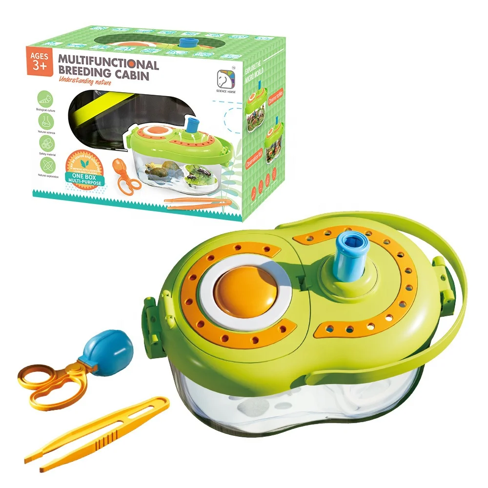 New Design Educational 360 Rotation Insect Collector Animal Breeding Cabin Toy Magnifying Lights Multifunctional Observation