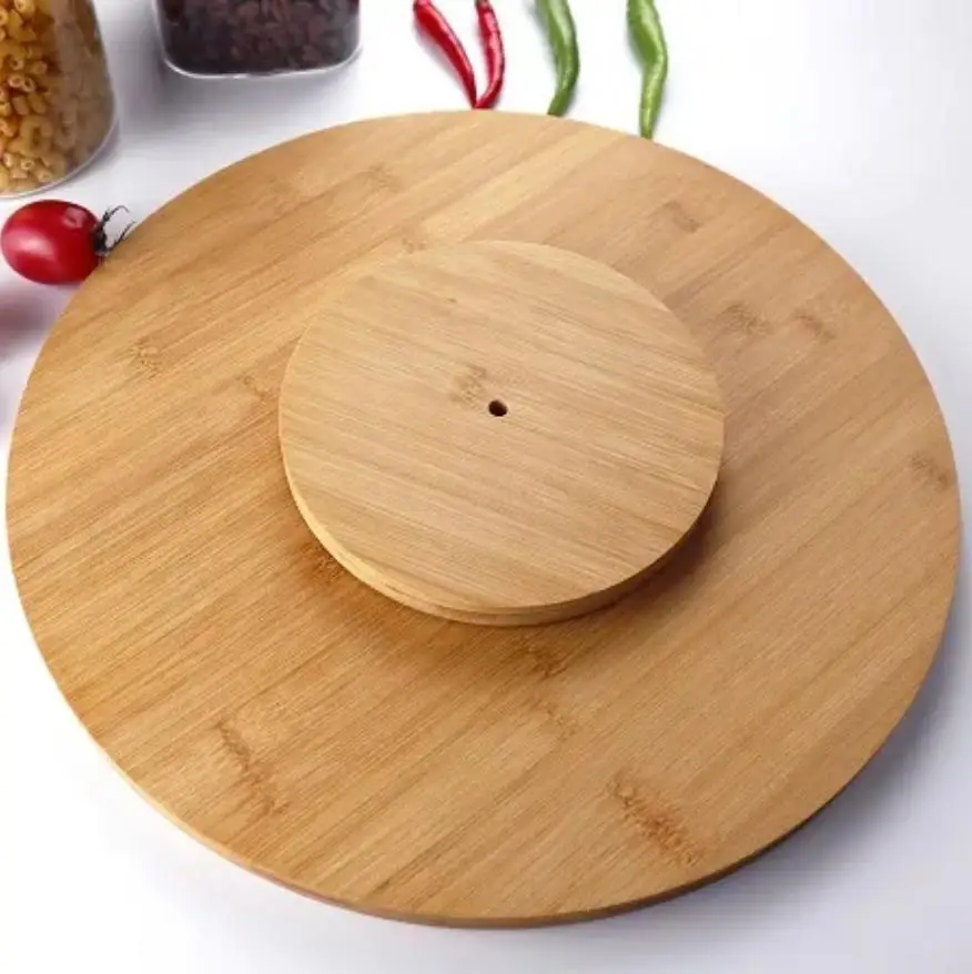 Kitchen Turntable Cutting Board Natural Bamboo Rotating Table Serving Plate Rotating Bamboo Lazy Susan