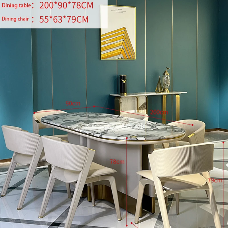 Base Oval Design Dining Table Marble Top Stainless Steel Modern and Luxury Natural Home Furniture Carton 1 Piece Stone / Marble