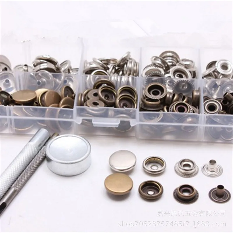 40 sets of snap fastener 201#15mm  metal snaps button+ Tools Set wallet bag feather clothing metal press snaps