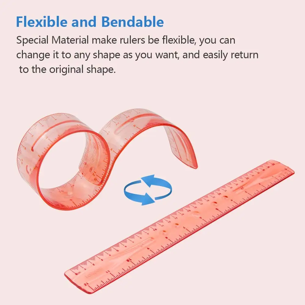 LULAND Durable Clear Measuring Tool for Office 12-inch/30cm Flexible Plastic Ruler