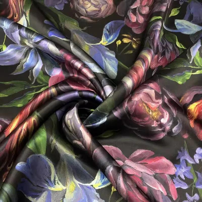 China manufacturer 22 momme pure silk satin charmeuse fabric printing service