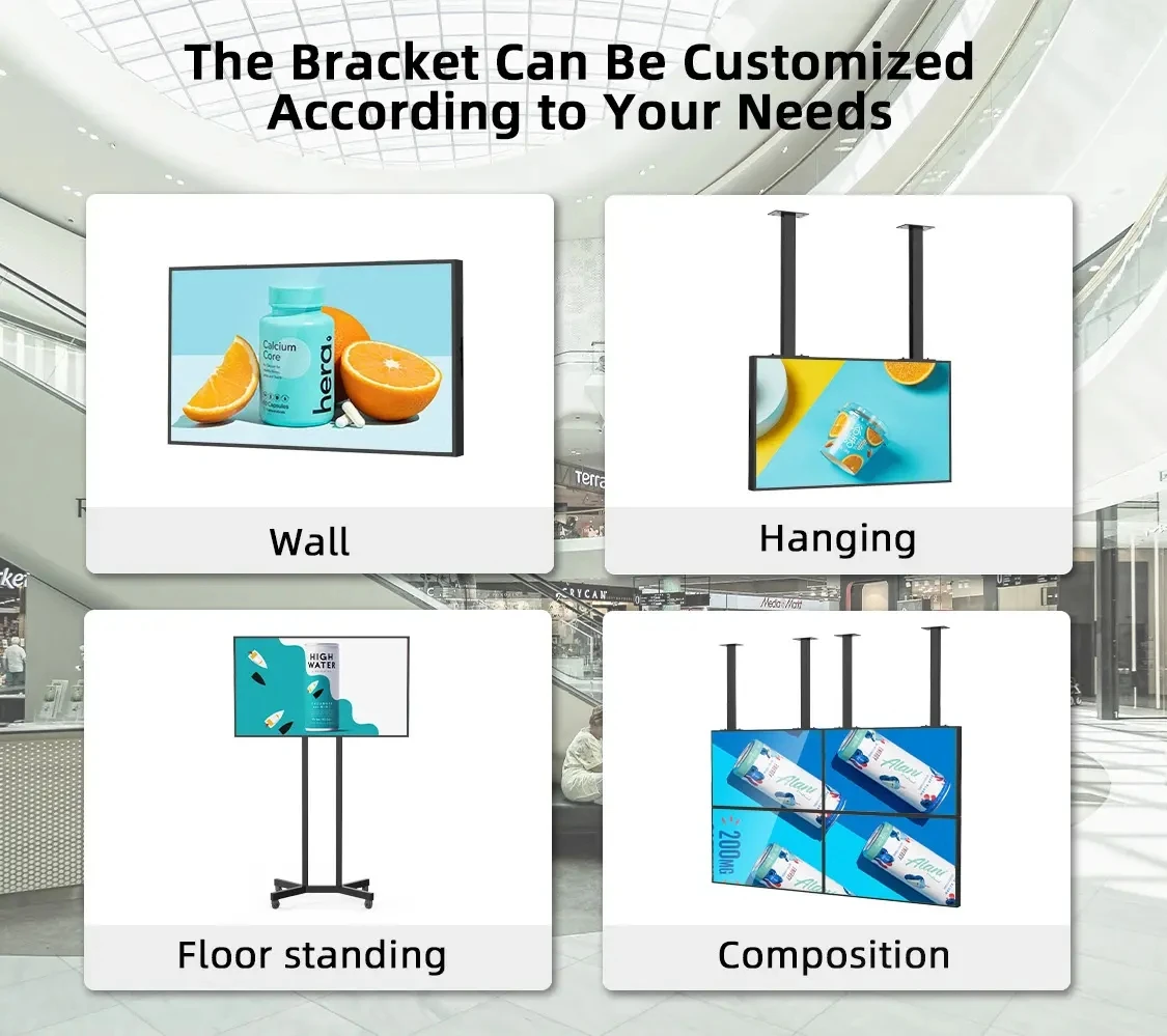 Ультра-тонкий ободок высокой яркости подвесное окно магазина ЖК-дисплей рекламный экран двухсторонний цифровой вывески медиаплеер
