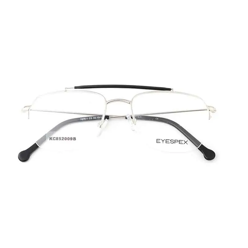 Fashion Half Rimless  Men and Women With Double Bridge Process Metal Computer Reading Optical Frame Glasses