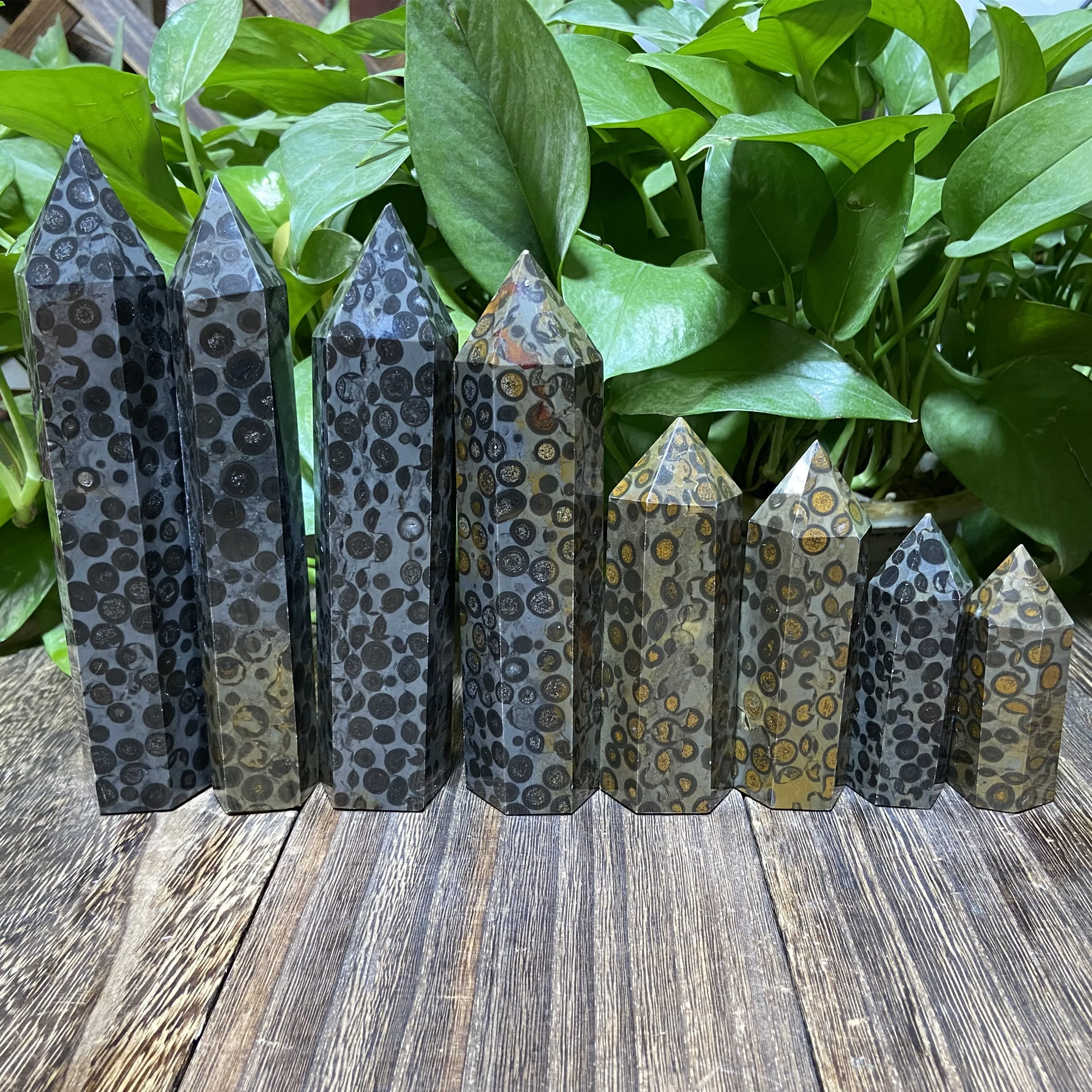 
Natural agate crystal wand points 60mm-150mm leopardite jasper point gemstone healing tower 