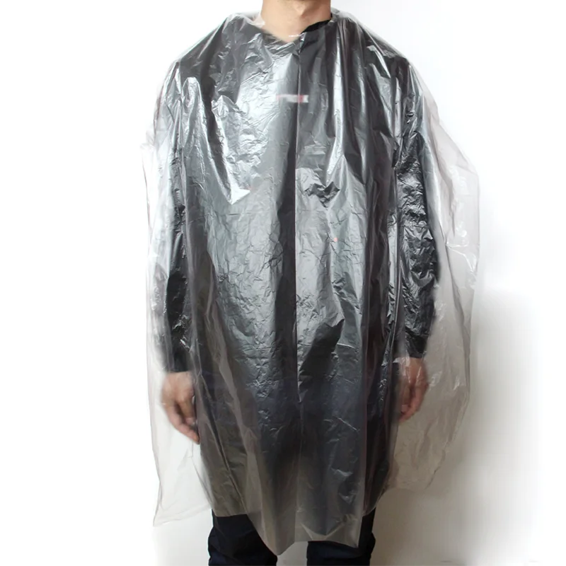 Transparent plastic disposable barber shop gown cape