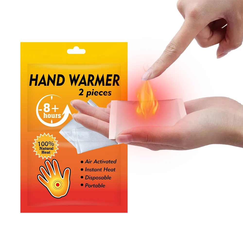 Factory low price wholesale custom 8 hours lasting heat Big Size self-heating hand warmer  two pieces Winter Hand Warmer Patch