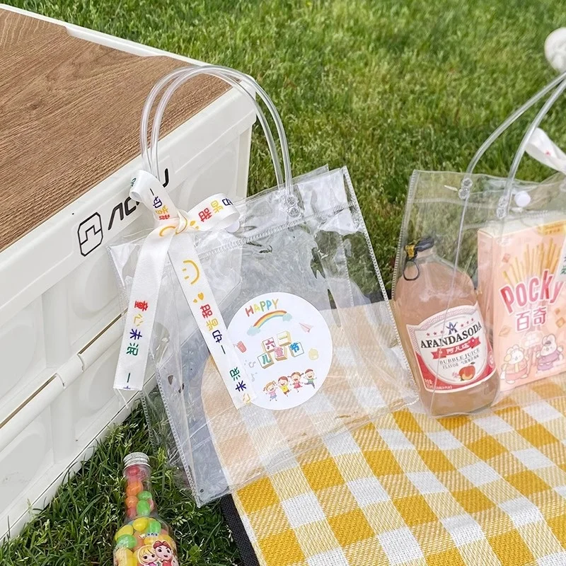 plastic transparent cosmetic bag with logo printed pvc shopping bags custom tote bag for women