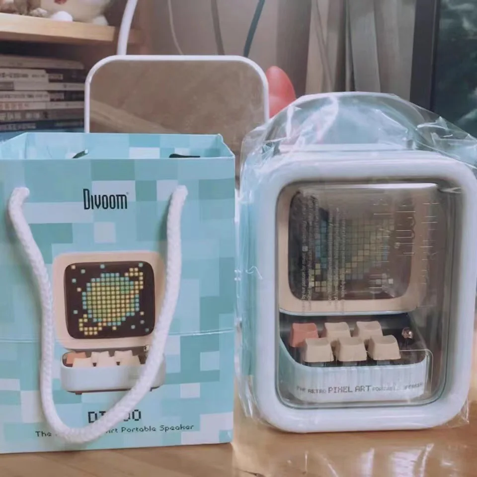 Управление через приложение, передний экран, Divoom Ditoo, Ретро Художественный будильник, DIY светодиодный дисплей, доска для игр, все портативные динамики