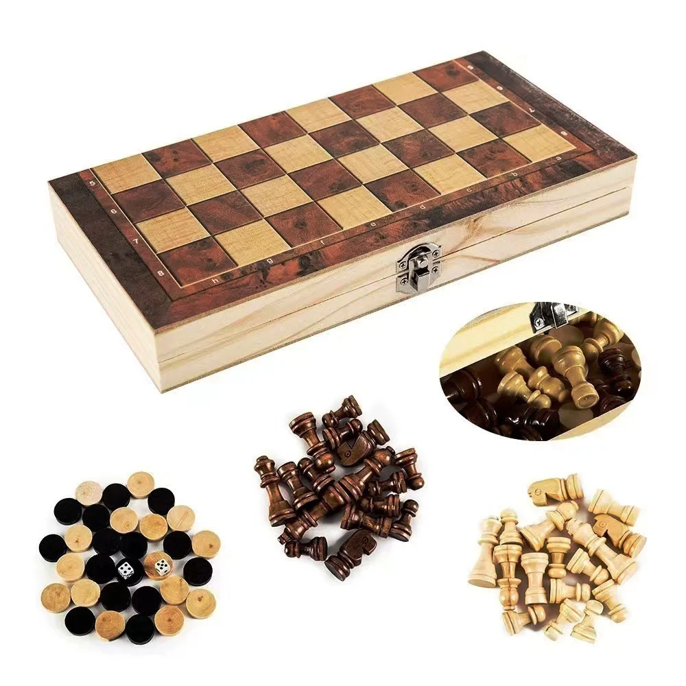 Custom foldable 3-in-1 chess board game