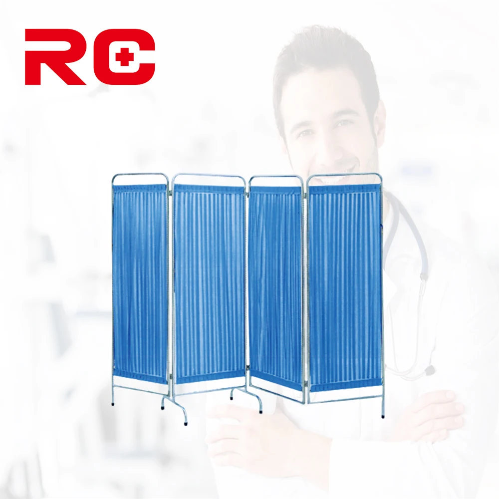 Stainless Steel Frame 4 Folding Partition Medical Ward Screen For