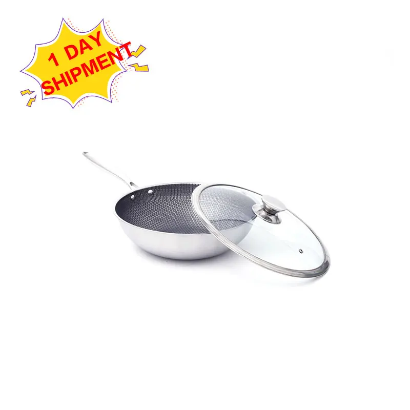 Wholesale Clear Non Stick 400 Stainless Steel Cast Iron Kitchen Cooking Pots And Cookware Set Non-stick Fry Wok Pan