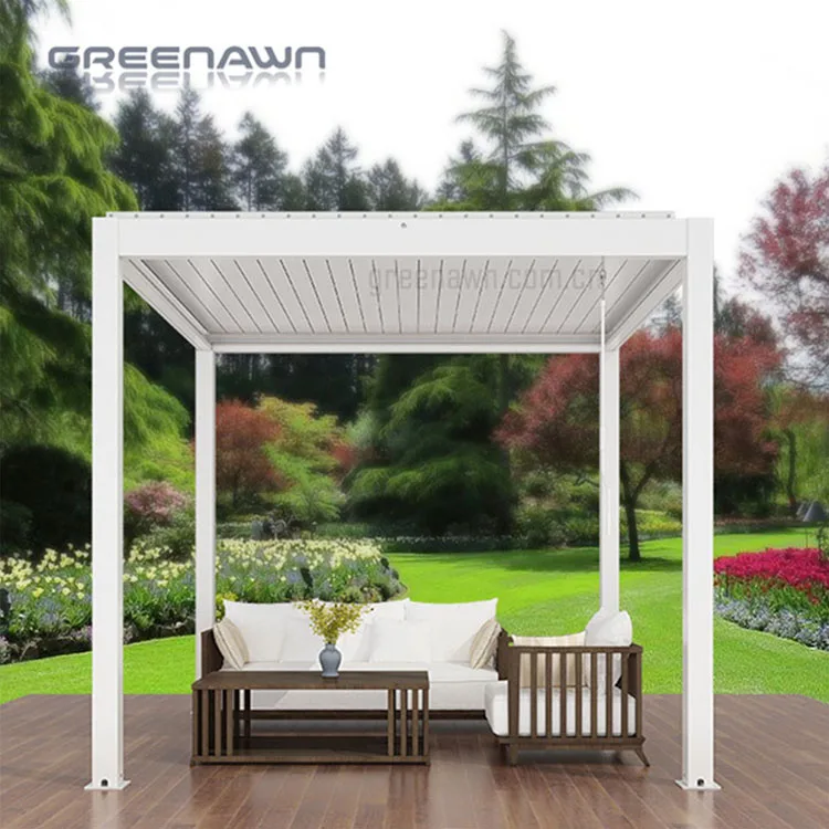 Modern Bioclimatic Aluminum Louvers Garden Pergola Outdoor Louvered Pergola Roof