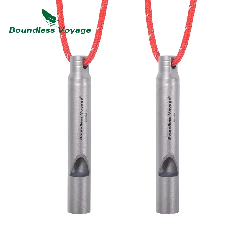 Boundless Voyage Titanium Emergency Whistle Loud Portable Keychain Necklace Whistle EDC Keyring for Emergency Survival Outdoor