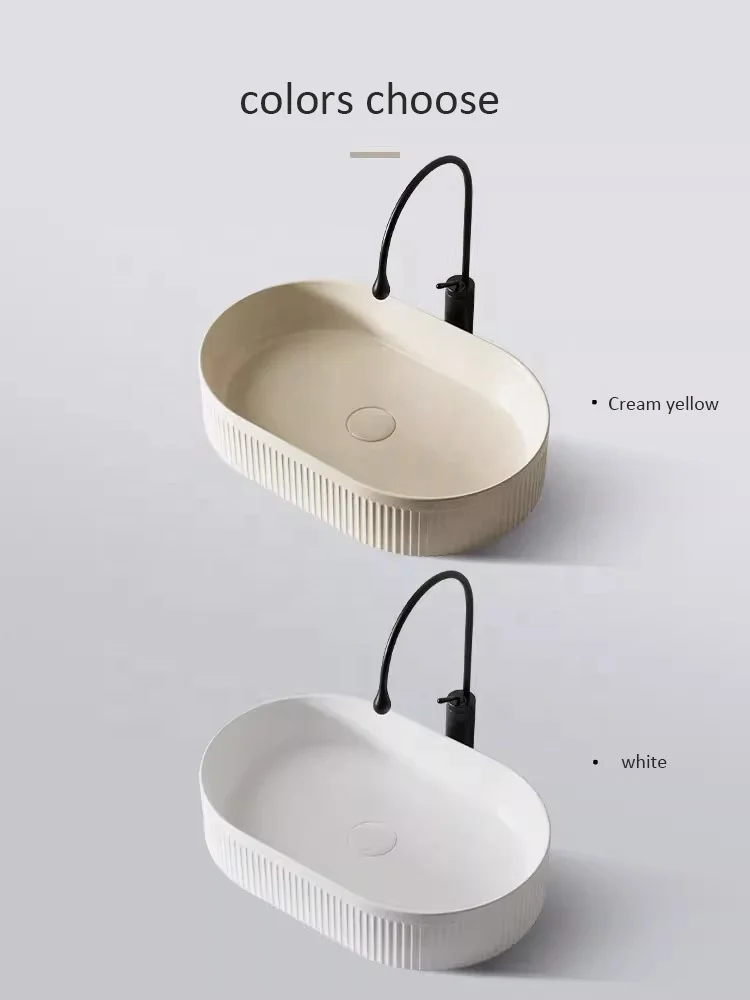 Cream style porcelain countertop Wash basins restroom sink washroom single basin balcony rectangular pot circular small sink