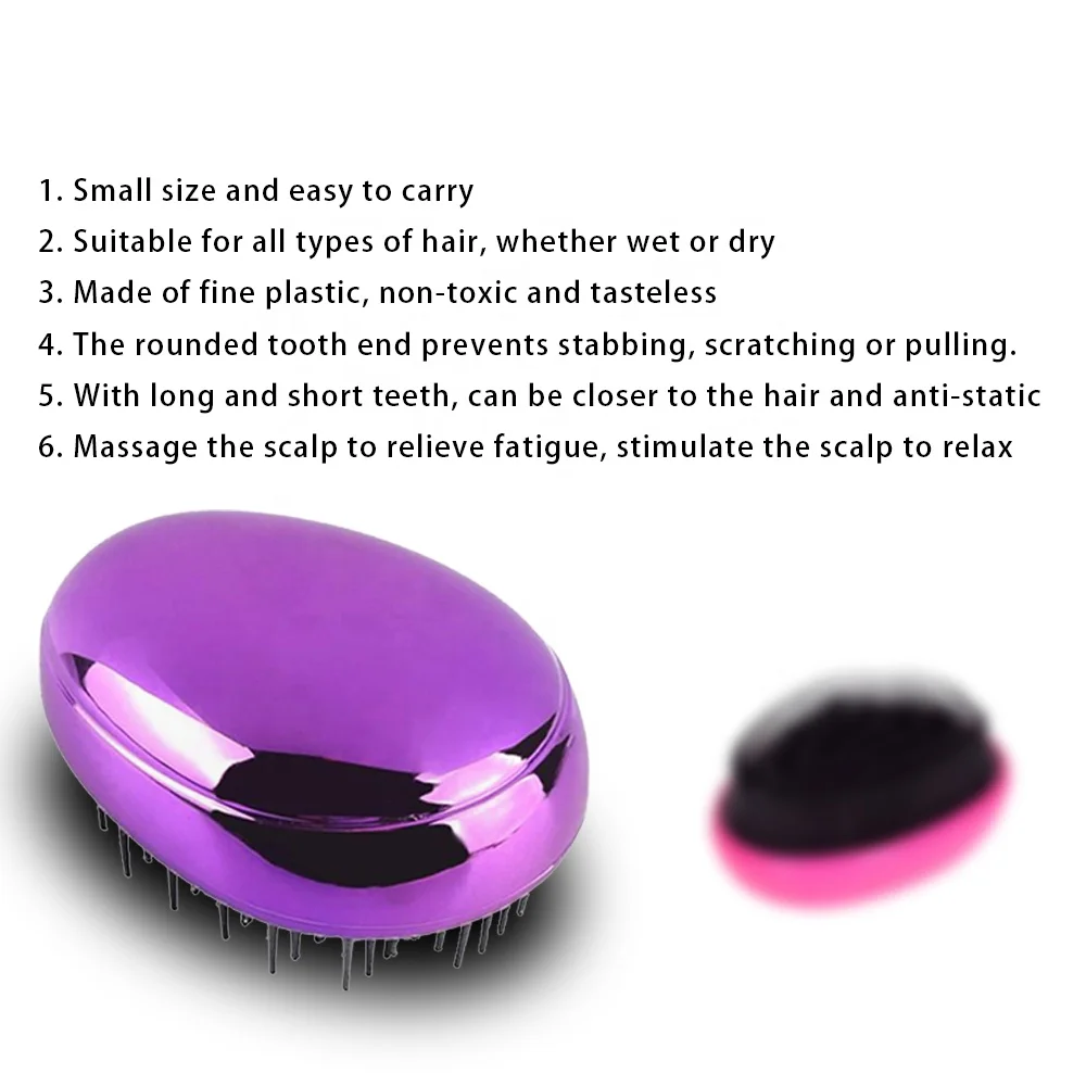 Electroplate paddle rose gold detangling hair brush