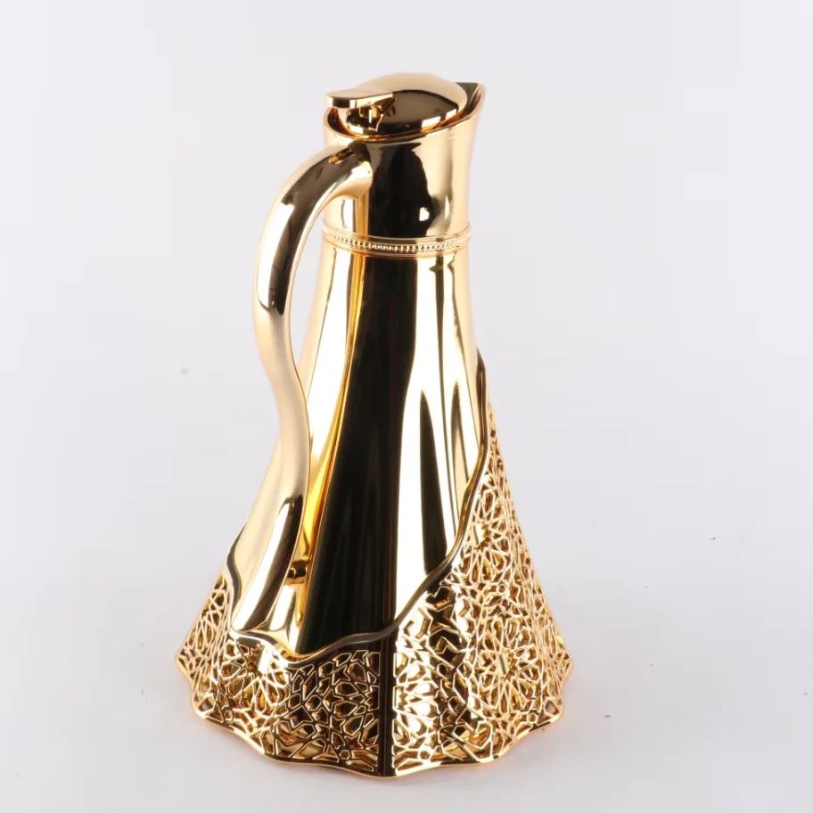 2024 Luxury 1-Litre Insulated Jug Double Wall Glass Inner Pot Arabic Coffee Vacuum Thermos Flask Teapot Newest Model Metal