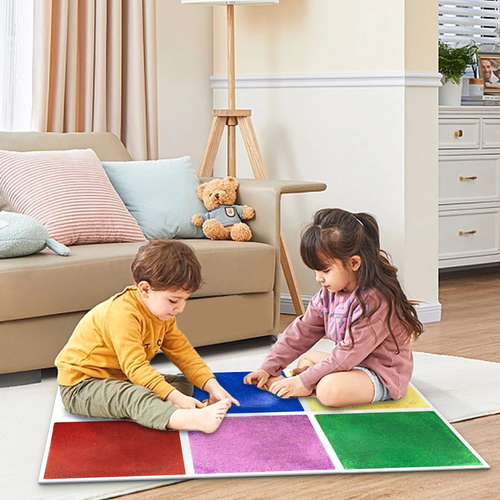 HF sense Liquid Floor Tiles Kids PVC Kids Activity Sensory Play Mat Equipment Gel Floor Dynamic Glitter Autism Educational Toys