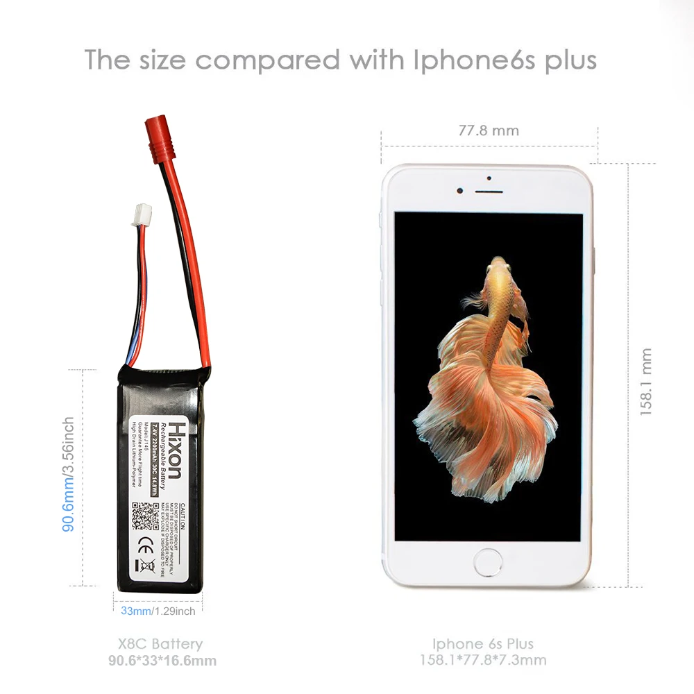 2 pcs Hixon 2200mAh 7.4V 25C Lipo Rechargeable Battery Fits Well For SYMA X8C RC Drone