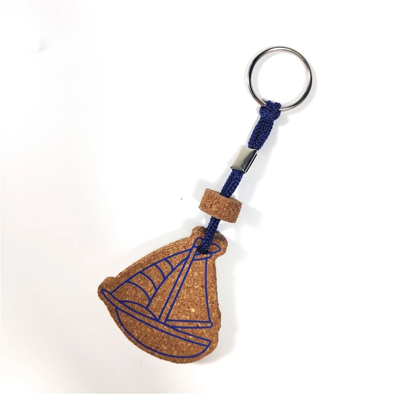 china factory Commercial gift key decoration custom shape natural wood floating key-ring cork key-ring cork key ring holder cork