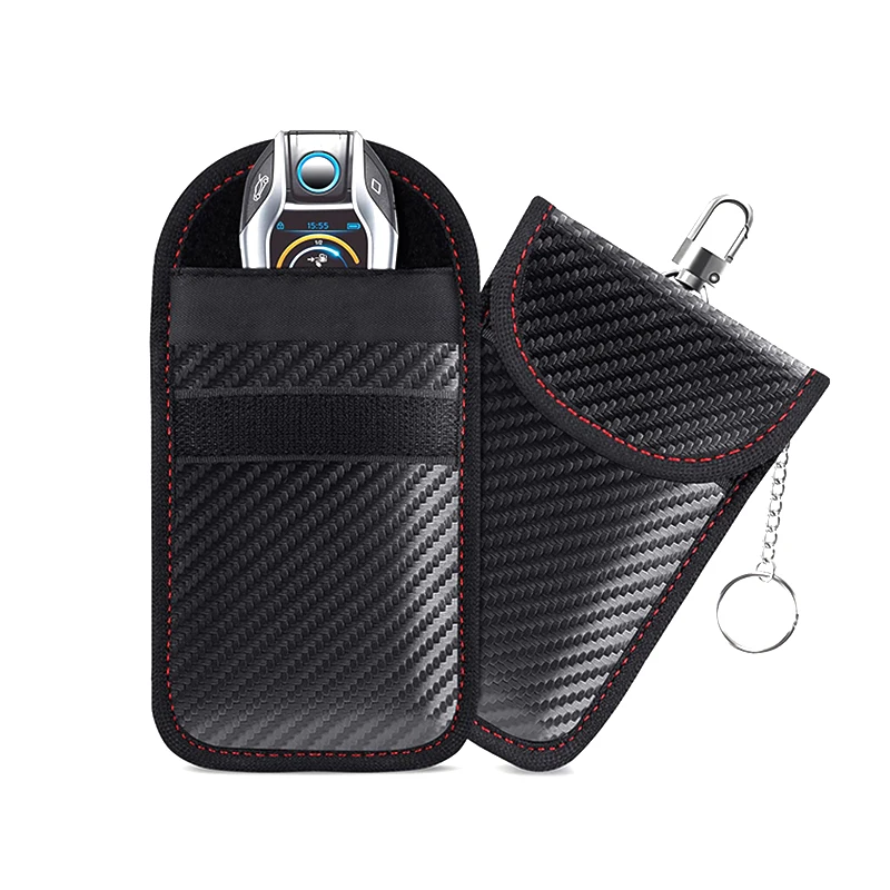 Carbon fiber RFID Anti Theft Anti Electromagnetic Radiation Faraday Cage Car key Signal Shielding Bag