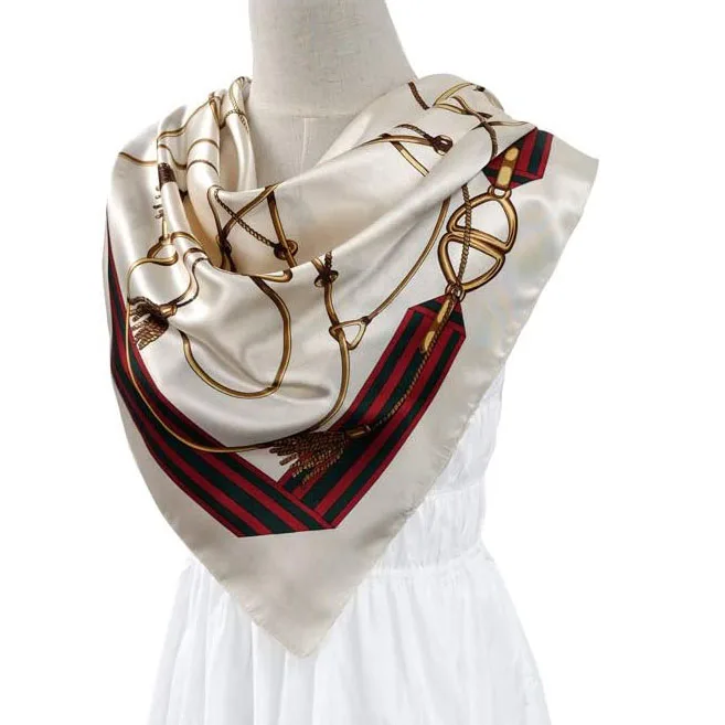 Wholesale Custom 100% Pure Silk Scarf Custom Silk Scarf Silk Scarves Luxury Custom Printing logo Lady 90*90cm Large square