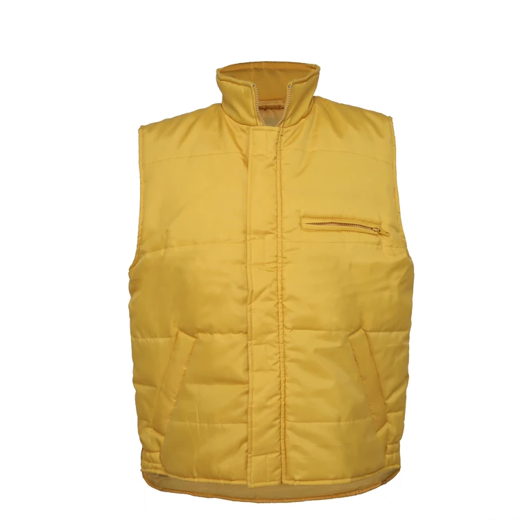 Winter yellow cargo padding waterproof waistcoat sleeveless polyester vest mens