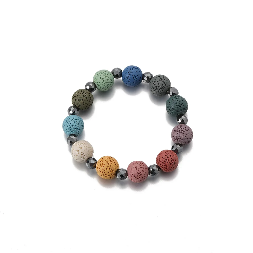 Essential Oil Aroma Diffuser Jewelry DIY Natural Lava Stone Bead Bracelet Wholesale Diffuser Colorful Bead Bracelet