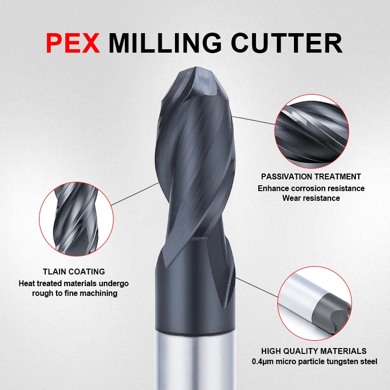 ZHY tungsten carbide cnc ball nose end mill direct from stock cnc milling cutting tools