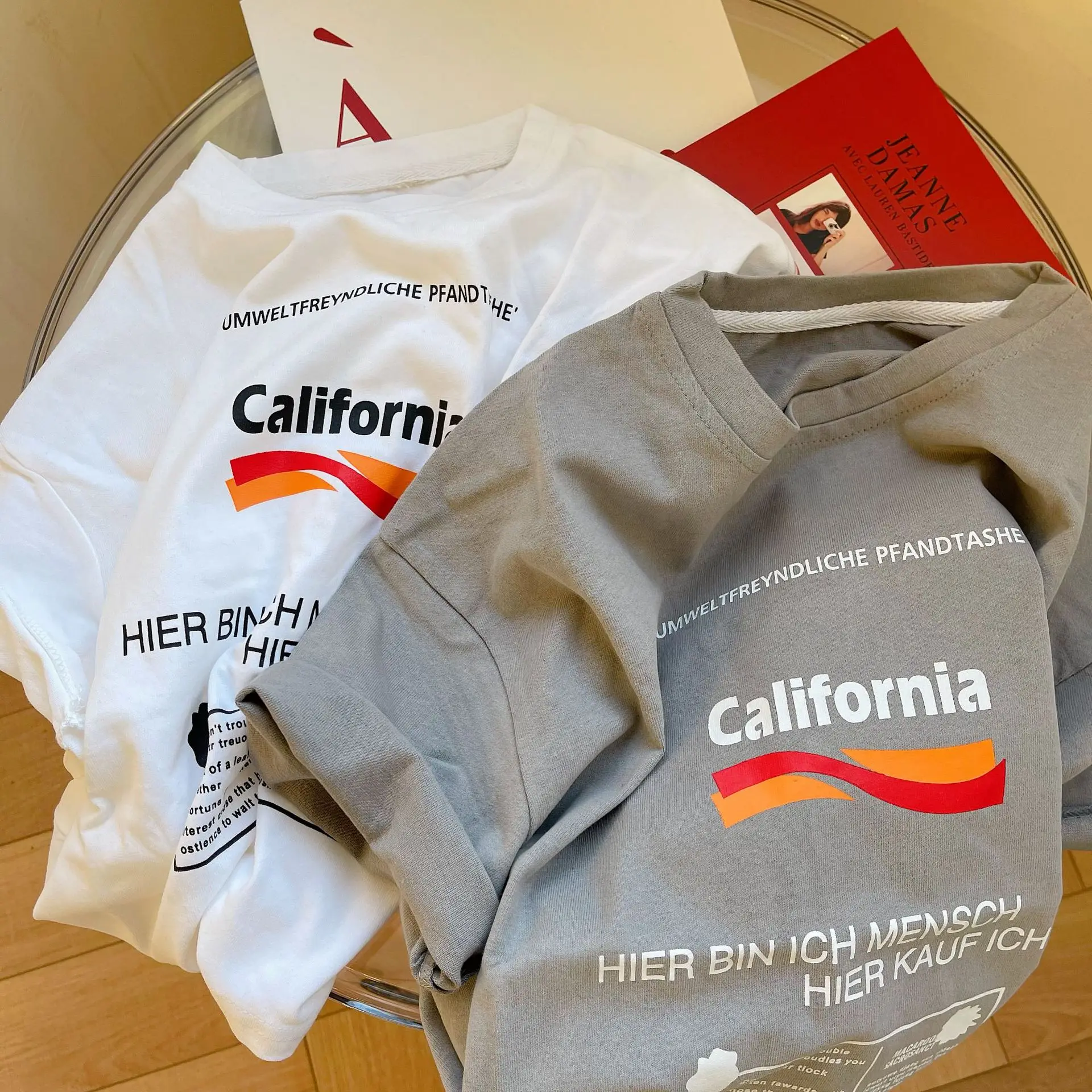 Fashion unisex girls and boys tops loose casual summer kids printed t shirts