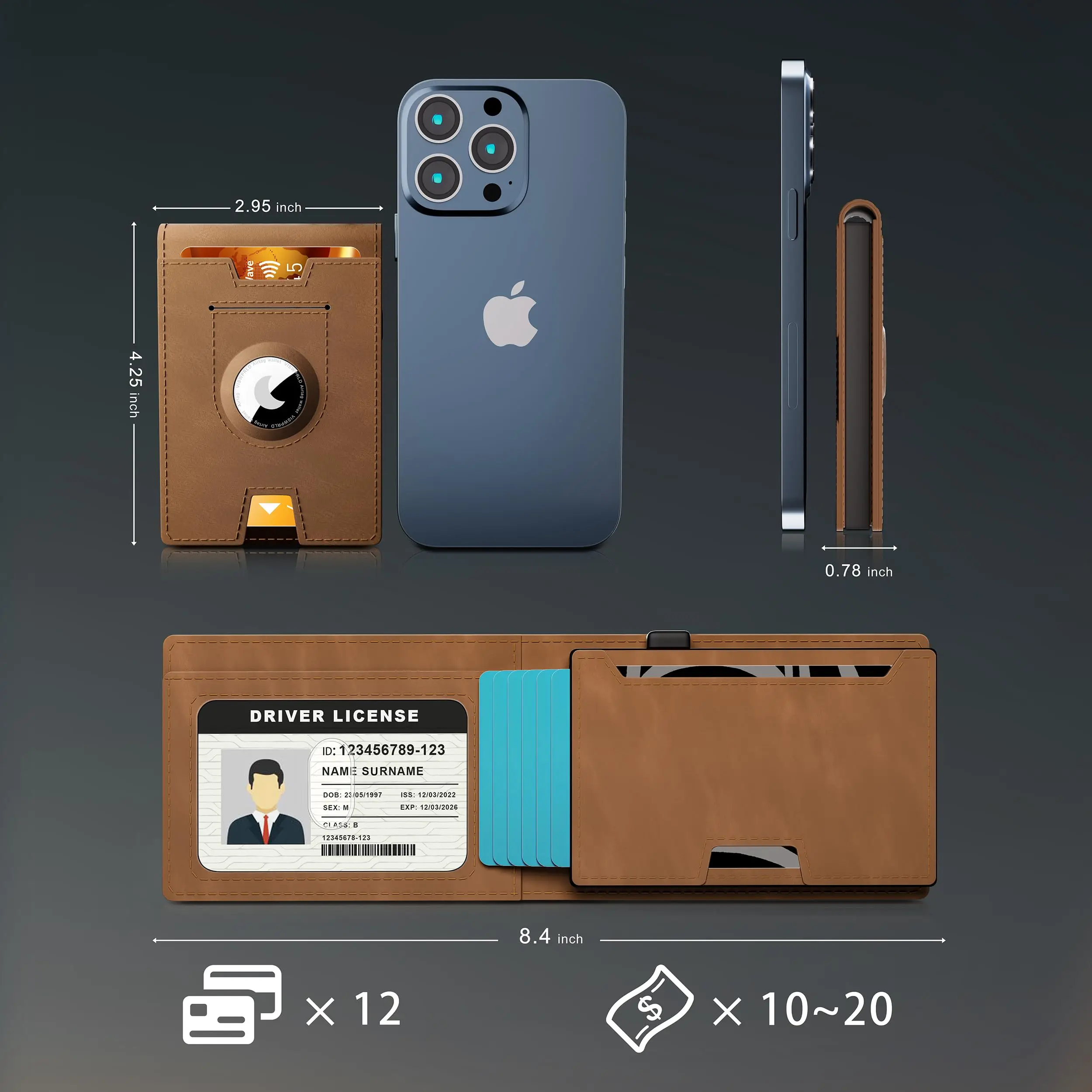 Custom Logo Pop Up Credit Card Holder Air Tag Wallet RFID Blocking Minimalist Carbon Fiber PU Leather Metal Aluminum Wallet