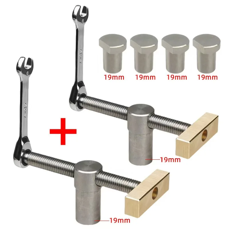 Woodworking desktop vise, mortise and tenon stopper, fixed locking accessory, brass stainless steel ratchet