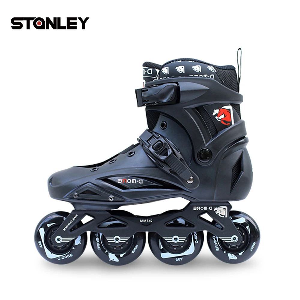 Adult Elementary Fitness Freestyle Slalom Freesride Inline Skates Hard-shell Black Professional 4wheels Roller Skates