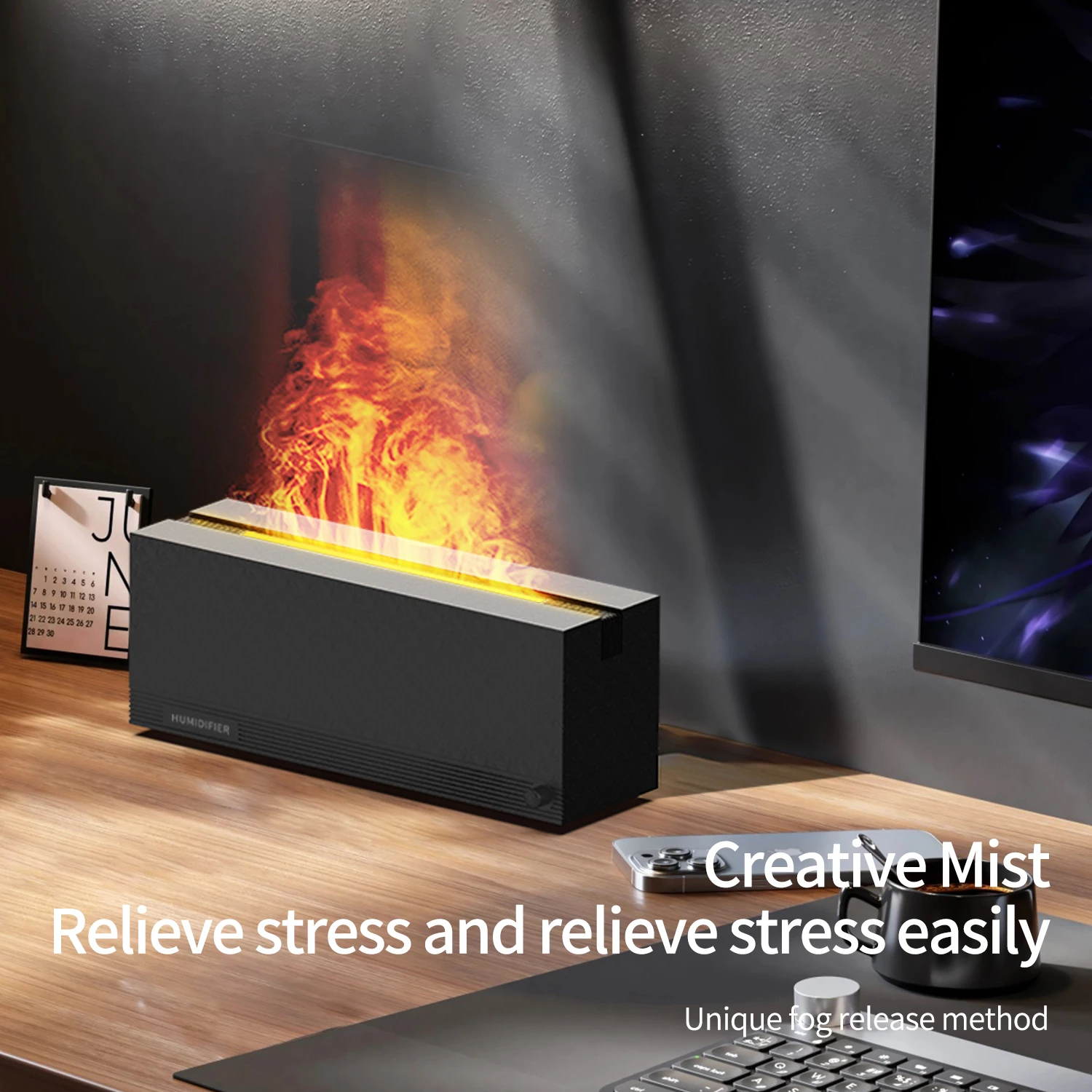 KG27 2023 Factory wholesale New simulation flame diffuser Home office desktop silent diffuser indoor air humidifier